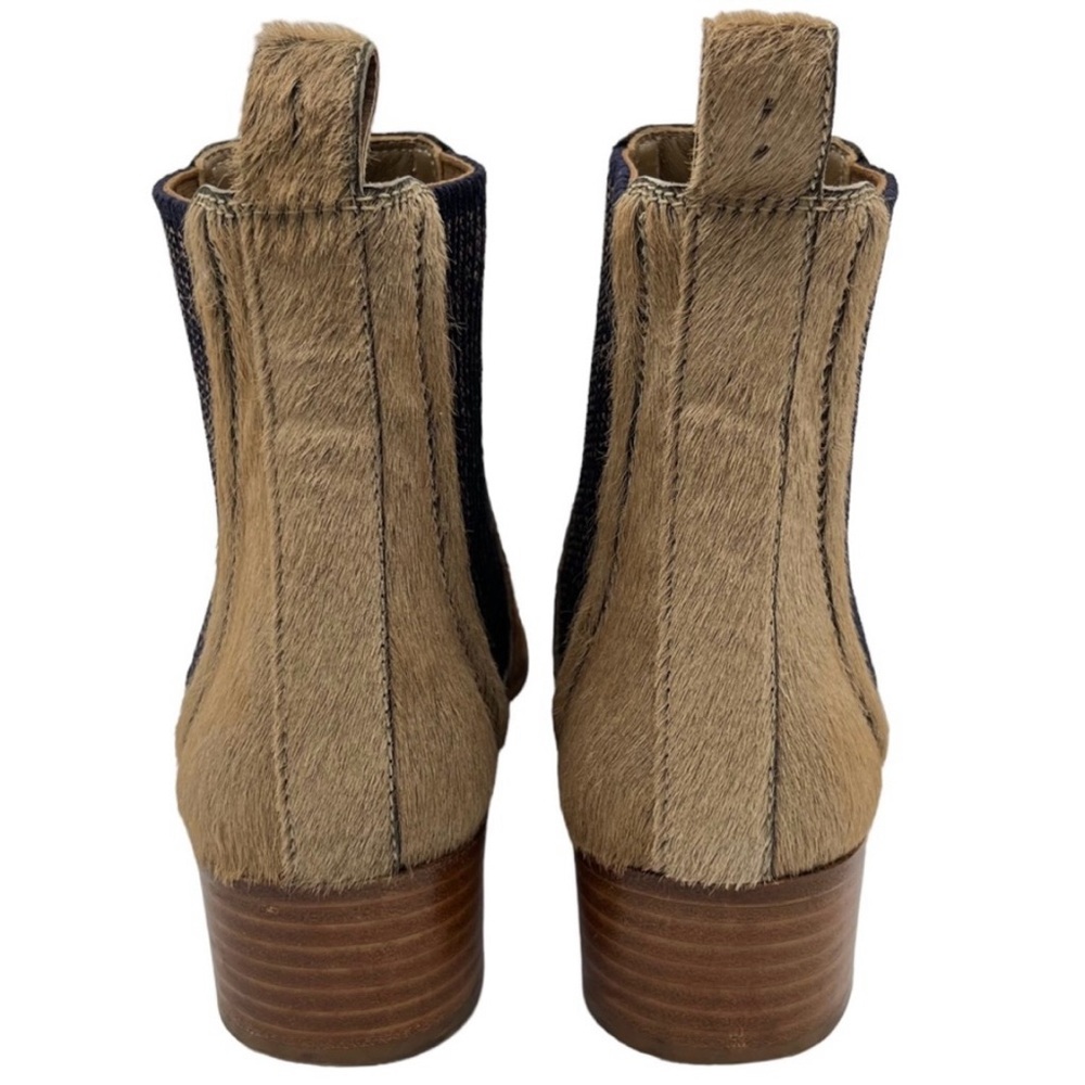 Chanel Pony Hair Block Heel Ankle Booties Tan Boots EU 37 US 7 - Picture 5 of 10